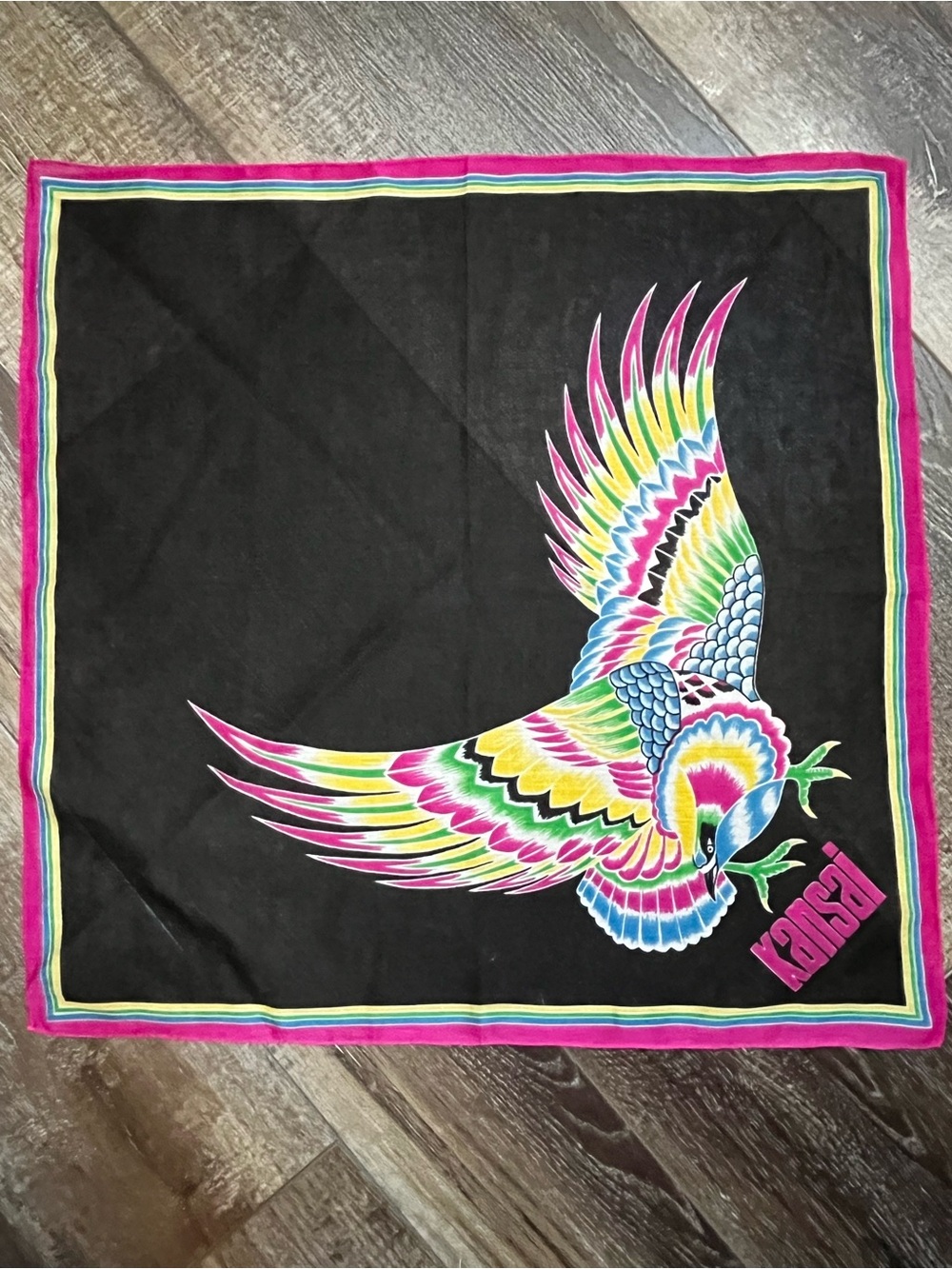 Vintage Kansai Yamamoto Eagle Cotton Handkerchief Scarf Bandana